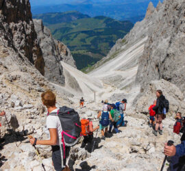 Les Dolomites Italiennes-Forcella Sassolungo 2685m. 07 juillet 2023. Photo: Jo Manaigo